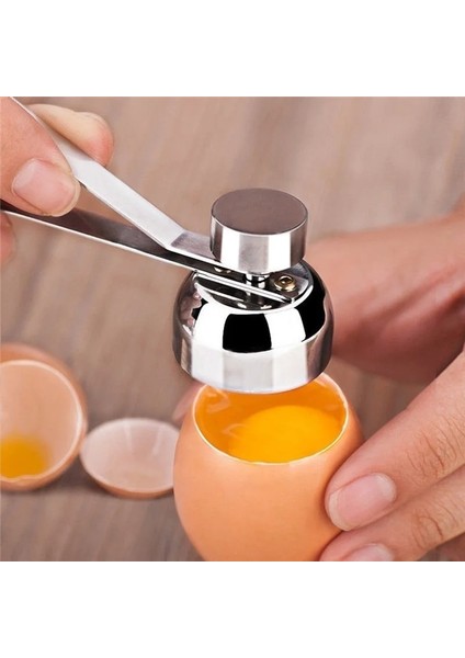 Metal Renk Stili Mutfak Aleti Paslanmaz Çelik Çift Başlı Yumurta Açacağı Yumruk ve Kırma Yumurta Kabuğu Çırpma Gadget Bar Restoran Aile Bahçesi (Yurt Dışından)
