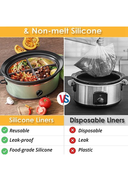 Gri Tarzı Yavaş Pişirici Bölücü Astar Silikon Yavaş Pişirici Astar Pot Gömlekleri Bulaşık Makinesinde Yıkanabilir Pişirme Gömlekleri 6 Quart (Yurt Dışından) fırsatları