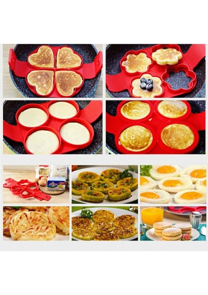 Bir Stil 1 Adet Silikon Yapışmaz Fantastik Yumurta Gözleme Makinesi Yüzük Mutfak Pişirme Omlet Kalıpları Flip Ocak Yumurta Halkası Kalıp (Yurt Dışından)
