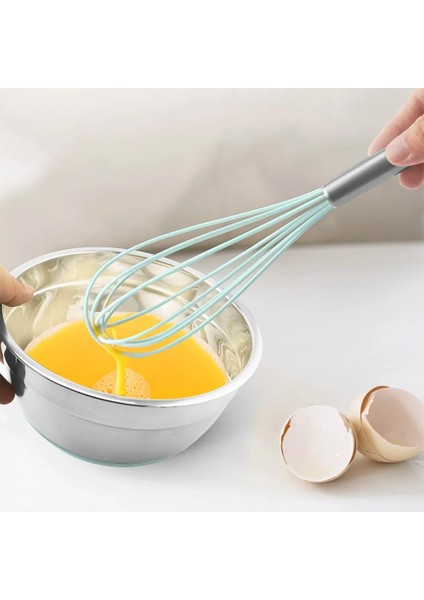 Paslanmaz Çelik Tarzı Silikon Çırpma Seti 3'lü Paket 8"+10"+12", Mutfak Pişirme Köpürtücü Wisk Içecek Çırpma El Yumurta Çırpma Karıştırıcı Karıştırma Karıştırma Çırpma (Yurt Dışından)
