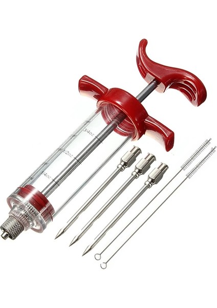 3need1şırınga 2fırça Stili Gıda Sınıfı Pp Paslanmaz Çelik Iğneler Baharat Şırınga Seti Barbekü Et Lezzet Enjektörü Mutfak Sosu Marinade Şırınga Aksesuarı (Yurt Dışından)