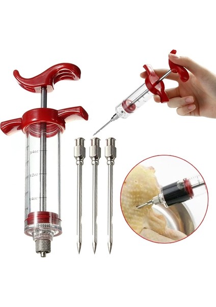 3need1şırınga 2fırça Stili Gıda Sınıfı Pp Paslanmaz Çelik Iğneler Baharat Şırınga Seti Barbekü Et Lezzet Enjektörü Mutfak Sosu Marinade Şırınga Aksesuarı (Yurt Dışından)
