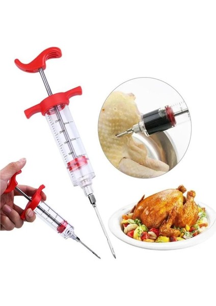 3need1şırınga 2fırça Stili Gıda Sınıfı Pp Paslanmaz Çelik Iğneler Baharat Şırınga Seti Barbekü Et Lezzet Enjektörü Mutfak Sosu Marinade Şırınga Aksesuarı (Yurt Dışından)
