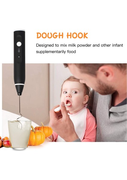 Siyah Yumurta Çırpıcı Stili Yumurta Çırpıcı Çırpma Elektrikli USB Süt Köpürtücü Kahve Cappuccino Bebek Maması Blender Mikser Için El Şarj Edilebilir Köpük Makinesi (Yurt Dışından)