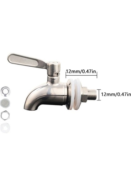 12 mm Gümüş Tarzı 16MM Içecek Dispenseri Dokunun Içecek Şarap Varil Musluk Tıkaç Su Paslanmaz Çelik Kahve Suyu Musluklar Gümüş Musluk Mutfak Gereçleri (Yurt Dışından)