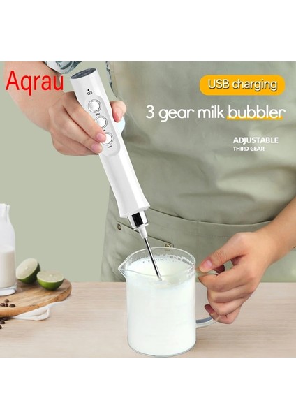 Siyah Stil 3 Hız Mutfak Süt Köpürtücü Yumurta Çırpma Elektrikli Blender Meyve Sebze Suyu Gıda Karıştırıcı USB Şarj Edilebilir Taşınabilir El Karıştırıcıları (Yurt Dışından)