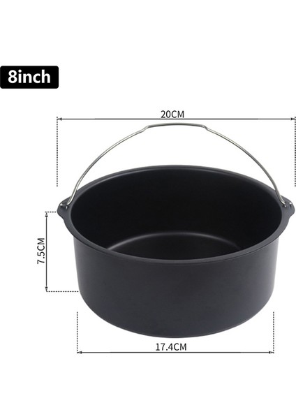 8 Inç Tarzı 1 Adet Inç Yuvarlak Kek Teneke Yapışmaz Pişirme Aksesuarları Tepsi Kalıp Karbon Çelik Bakeware Hava Fritöz Sepeti Kolları ile Araçları (Yurt Dışından)
