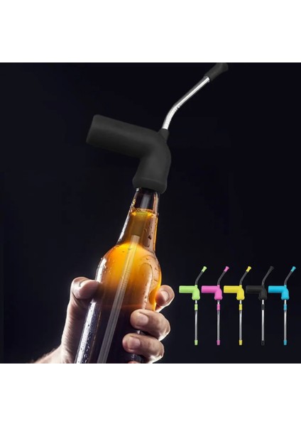 Gül Kırmızı Tarzı Bira Şnorkel Saman Parti Solunum Tüpü Bira Bong Huni Slammer Çift Şnorkel Saman Içme Bira Barı Araçları Içecek Dispenseri (Yurt Dışından) fırsatları