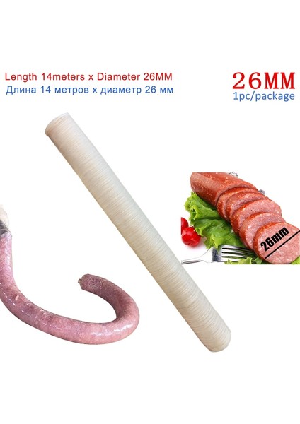 14M x 26MM Stili Metre x mm Kuru Kollajen Sosis Muhafaza Tüpü Et Sosisleri Sosis Makinesi Için Muhafaza Sosisli Sandviç Makinesi Mutfak Aletleri (Yurt Dışından)