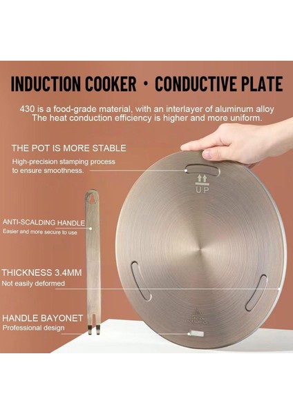 28CM Tarzı Mutfak Indüksiyon Ocak Isı Iletim Plakası Paslanmaz Çelik Isı Plakası Indüksiyon Aksesuarları Soba Difüzör Ocak G4I7 (Yurt Dışından)