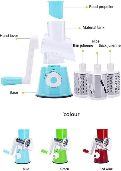 Kırmızı Stil En Li 3'ü 1 Arada Manuel Sebze Kesici Dilimleyici Yuvarlak Mandoline Patates Dilimleyici Spiralizer Manuel Mutfak Robotları Manuel Dilimleyiciler (Yurt Dışından) indirimleri