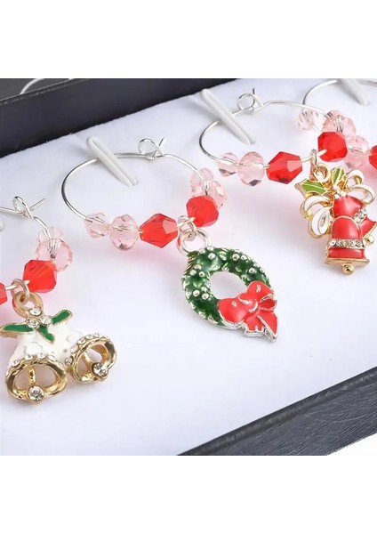 Açık Gri Tarzı 6 Adet Fincan Yüzük Noel Çan Tarzı Şarap Cam Dekor Parti Şarap Cam Bardak Etiketi Ev Mutfak Masa Dekorasyon Aksesuarları (Yurt Dışından) fırsatları