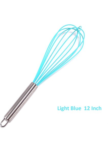 Açık Mavi 12 Inç Stili Jankng Inç Renkli Yumurta Çırpma Paslanmaz Çelik Yumurta Çırpma Mutfak Tel Balon Çırpma Süt Yumurta Çırpıcı Karıştırma Mikser Aracı (Yurt Dışından)
