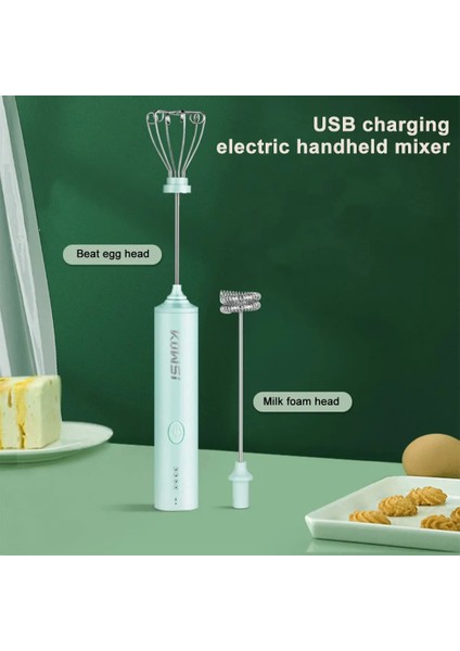 Yeşil Stil Elektrikli Mikser USB Şarj Edilebilir Süt Köpürtücü Elektrikli El Blender Yumurta Çırpıcı Dock Paslanmaz Kabarcık Makinesi Kahve Için Çırpma (Yurt Dışından)