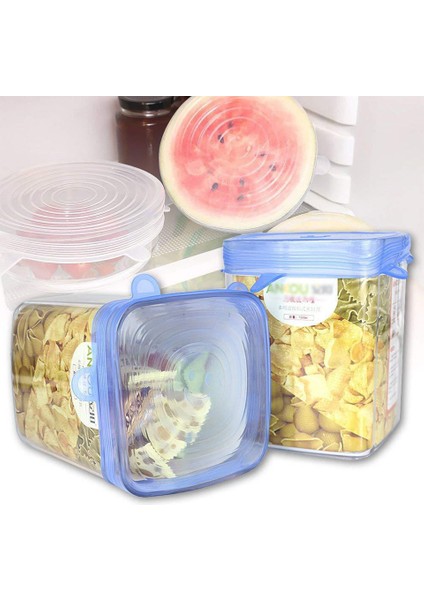Sarı Stil 6 Adet Yeniden Kullanılabilir Silikon Gıda Kapakları Evrensel Silikon Streç Kapaklar Tencere Meyve Kapakları Tapa De Silicona Para Alimentos (Yurt Dışından)