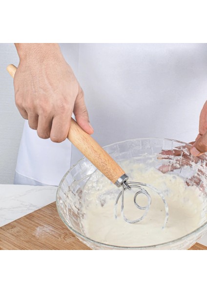 C Stili Dıy Ekmek Araçları Fırında Aksesuarları Manuel Paslanmaz Çelik Bobin Yumurta Çırpıcı Ahşap Saplı Karıştırıcı Hamur Çırpma Gadget Un Karıştırıcı (Yurt Dışından) fiyatları