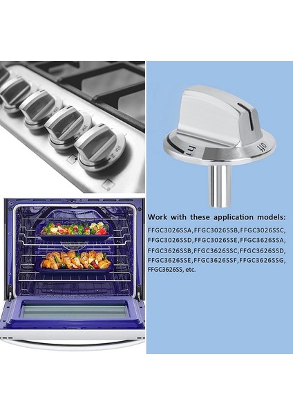 Gümüş Tarzı 5 Paket Yükseltme Uzun Kök Soba Düğmeleri Frigidaire Gaz Sobası Aralığı Fırın Düğmeleri ile Uyumlu Değiştirmeler (Yurt Dışından) fırsatları