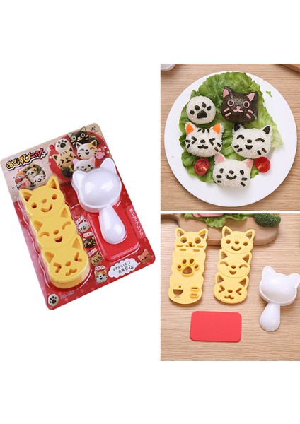 Kedi Pirinç Topu Kalıp Onigiri Makinesi Pirinç Kabartma Yapımı Karikatür Sevimli Kedi Onigiri Pirinç Topu Mutfak Alet Aksesuarları (Yurt Dışından)