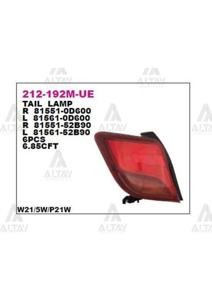 212192MRUE Stop Lambası Sağ Yaris 13 815510D600