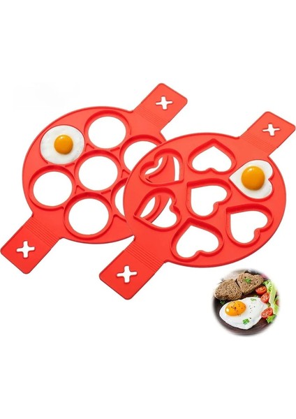 No.2 Tarzı Silikon Gözleme Kalıbı Yapışmaz Yumurta Gözleme Halkası Makinesi Çok Fonksiyonlu Dört Delikli Kek Pişirme Kalıbı Yıldız Erik Omlet Pişirme Araçları (Yurt Dışından)