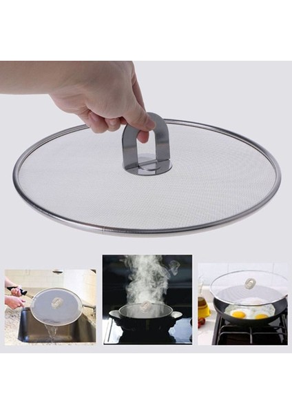 25CM Tarzı Kızartma Tavası Sıçrama Koruyucu Paslanmaz Çelik Tencere Kapağı Kapak Örgü Yağ Yağı Kızartma Tavası Sıçramak Ekran Aracı Ev Tencere Örgü Kapak (Yurt Dışından)