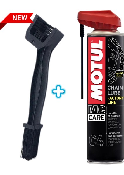 C4 Motosiklet Zincir Yağı 400 ml + Zincir Temizleme Fırçası Hediye