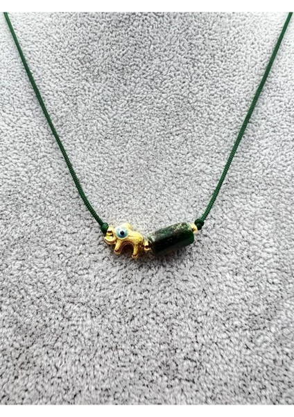 Sertifikalı Zümrüt Doğal Taş Kolye Fil Obje Detaylı Makrome Kilit Sistemi El Işçiliği modelleri