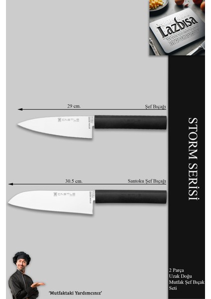 Storm Serisi Mutfak Bıçak Seti Et Ekmek Sebze Şef Bıçağı 2 Li Set ( MFT-254)