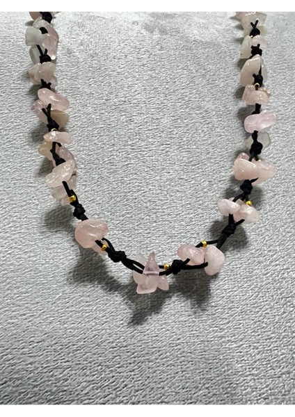 Sertifikalı Pembe Kuvars Doğal Taş Tasarım Kolye fırsatları