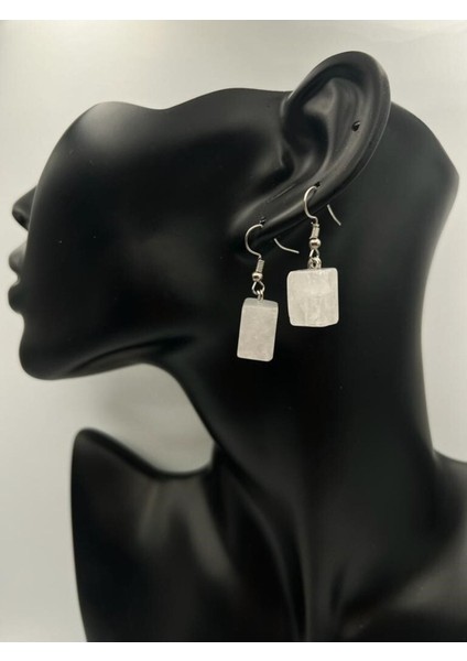 Sertifikalı Kristal Kuvars Doğal Taş Küp Kesim Küpe Aaa Kalite