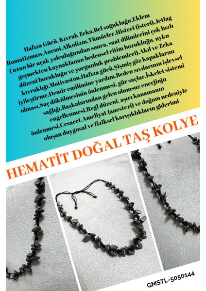 Sertifikalı Hematit Doğal Taş Tasarım Kolye indirimleri