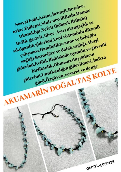 Sertifikalı Akuamarin Doğal Taş Tasarım Kolye indirimleri