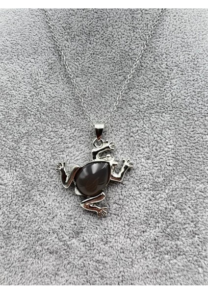 Sertifikalı Kalsedon Doğal Taş Kolye Kurbağa Detaylı Sürpriz Hediyeli fiyatları