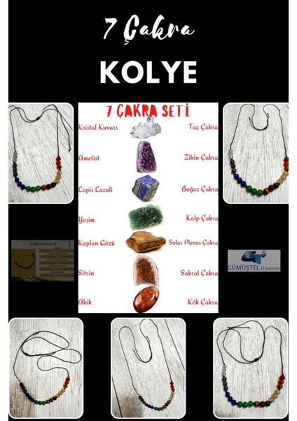 Sertifikalı Doğal Taş 7 Çakra Seti Kolye Özel Tasarım Sürpriz Hediyeli