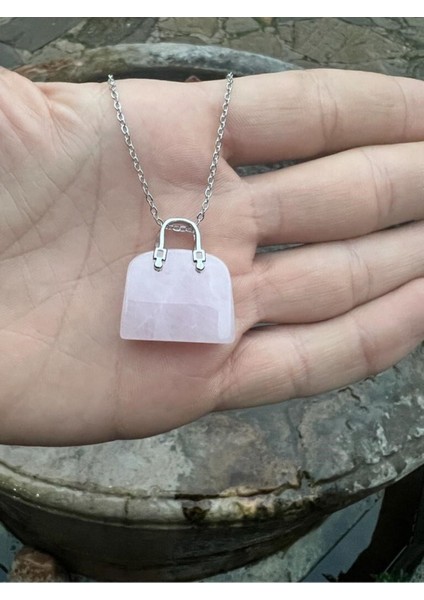 Sertifikalı Orijinal Pembe Kuvars Doğal Taş Kolye Çanta Kesim Aaa Kalite Özel Ürün fiyatları