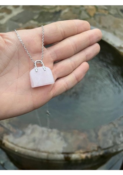 Sertifikalı Orijinal Pembe Kuvars Doğal Taş Kolye Çanta Kesim Aaa Kalite Özel Ürün modelleri