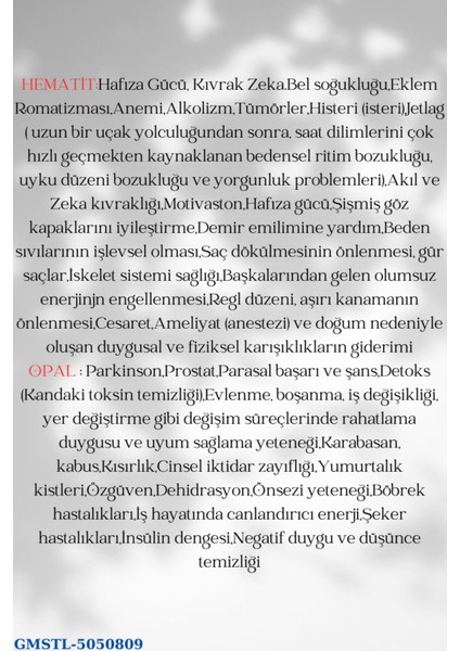 Sertifikalı Hematit & Opal Doğal Taş Kolye fırsatları