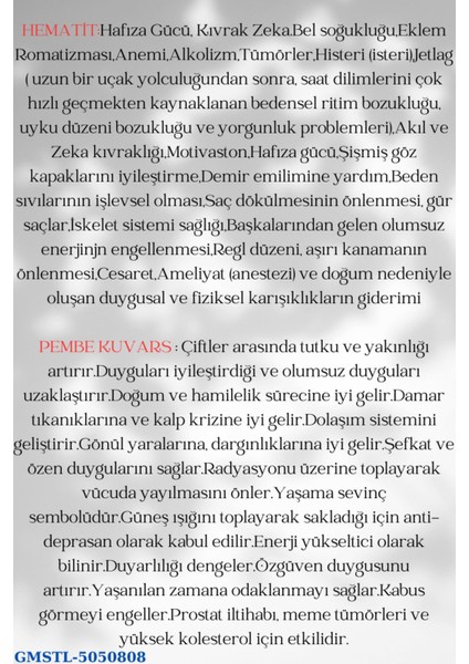 Sertifikalı Hematit & Pembe Kuvars Doğal Taş Kolye fırsatları