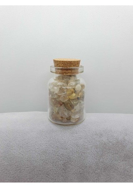 Sertifikalı Tüp Şişelerde Kırık Doğal Taşlar Rutil Kuvars Taşı Delikli 5X3CM Büyük Boy