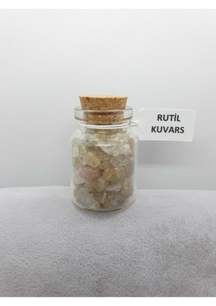 Sertifikalı Tüp Şişelerde Kırık Doğal Taşlar Rutil Kuvars Taşı Delikli 5X3CM Büyük Boy