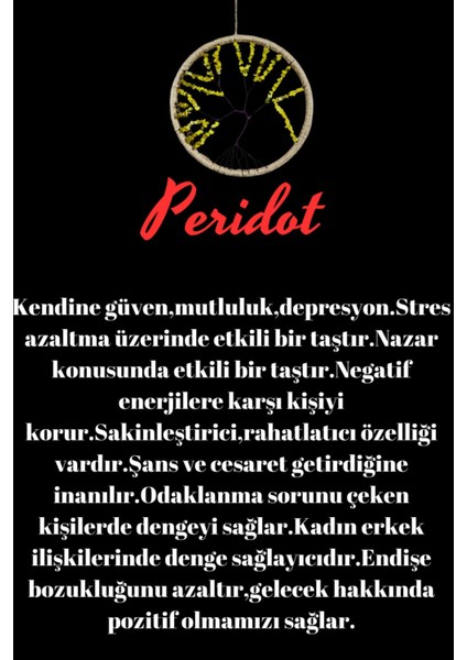 Sertifikalı Doğal Taş El Yapımı Peridot Taşı Duvar Süsü & Araba Süsü & Kapı Süsü