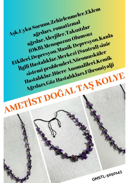 Sertifikalı Ametist Doğal Taş Tasarım Kolye fırsatları