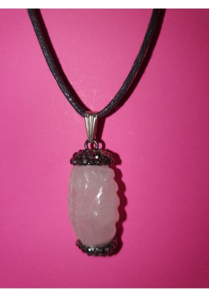 Sertifikalı Pembe Kuvars Taşı Kolye