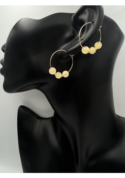 Sertifikalı Sitrin Doğal Taş Küpe