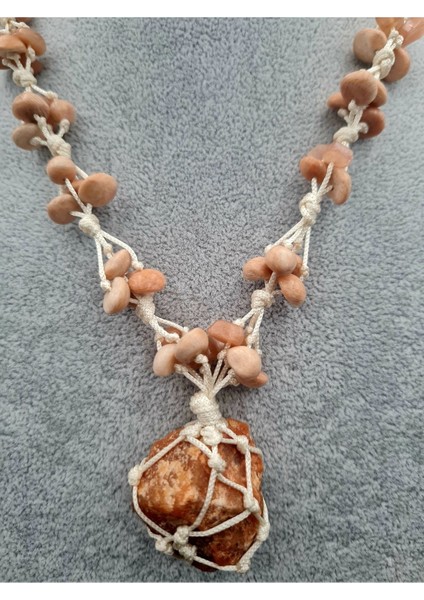 Sertifikalı Aytaşı & Güneş Taşı Doğal Taş Özel Tasarım El Yapımı Kolye fırsatları