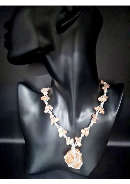 Sertifikalı Aytaşı & Güneş Taşı Doğal Taş Özel Tasarım El Yapımı Kolye indirimleri