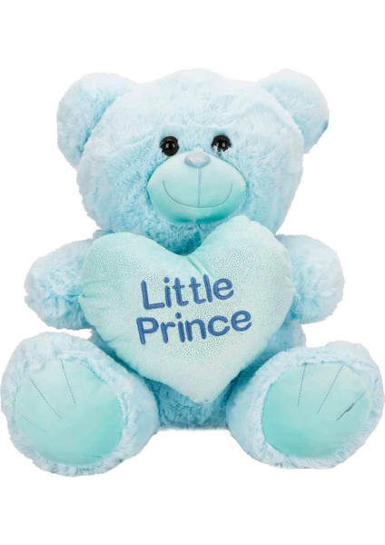 Kalp Tutan Peluş Ayı 45 cm - Mavi