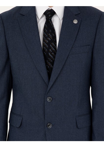 Erkek Lacivert Slim Fit Takım Elbise 50295825-VR033