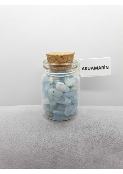 Sertifikalı Tüp Şişelerde Kırık Doğal Taşlar (Akuamarin Taşı Delikli) 5X3CM Büyük Boy
