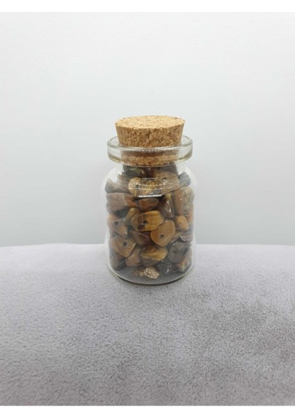 Sertifikalı Tüp Şişelerde Kırık Doğal Taşlar Kaplan Gözü Delikli 5X3CM Büyük Boy